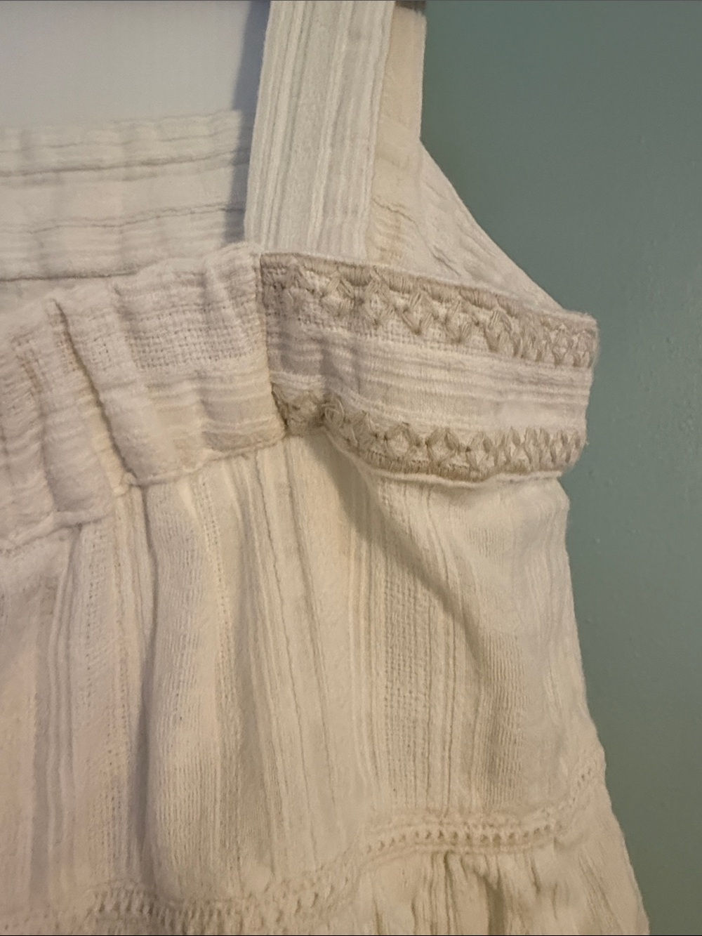 Tommy Bahama Cream Textured Tiered Sundress or Swimsuit Coverup with Lace Trim - Picture 8 of 8